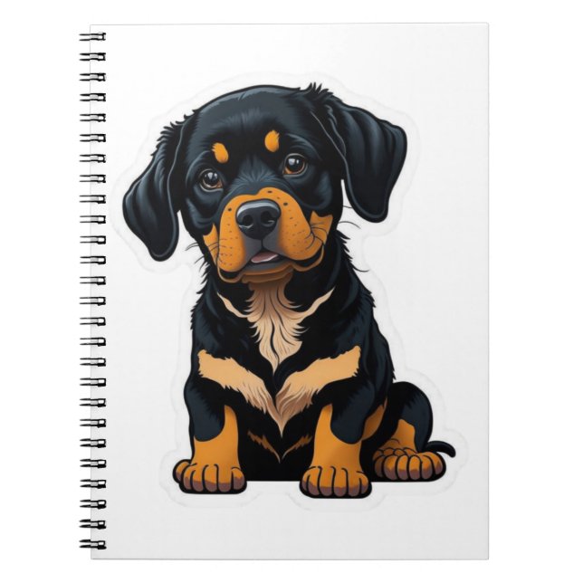 Caderno Espiral Cute Rottweiler - Presentes para Proprietários de  (Frente)