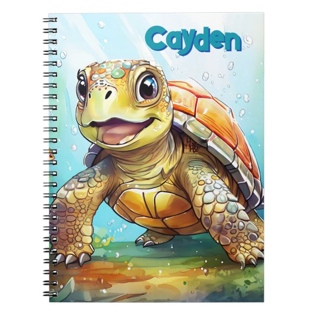 Caderno Espiral Cute Sea Turtle Personalized (Frente)