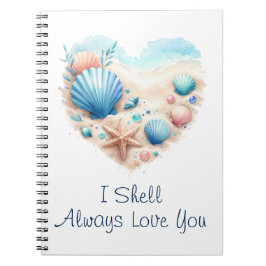 Caderno Espiral Cute Seashell Heart Beach Love Valentine's Day
