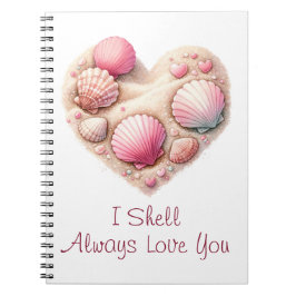 Caderno Espiral Cute Seashell Heart Beach Love Valentine's Day