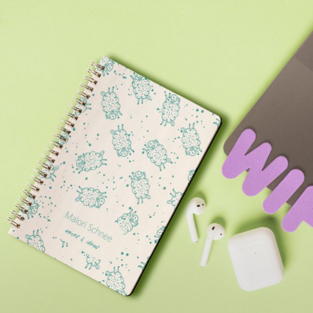 Caderno Espiral Cute Sheep – Whimsical Seamless Pattern (Criador carregado)