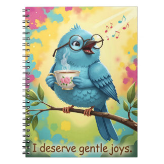 Caderno Espiral Cute Singing Blue Bird Spiral Photo Notebook  