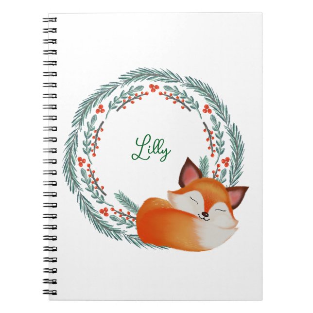 Caderno Espiral Cute Sleeping Fox Personalizado  (Frente)
