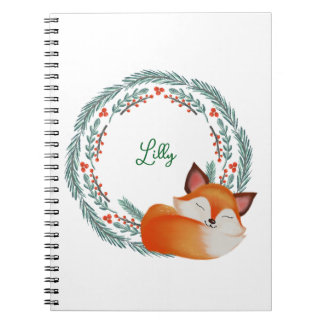 Caderno Espiral Cute Sleeping Fox Personalized