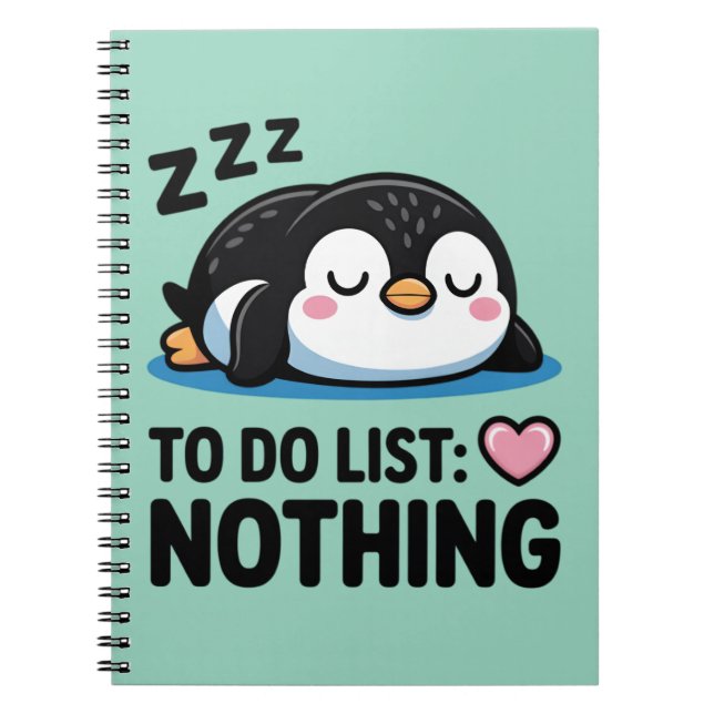Caderno Espiral cute sleeping penguin, to do list nothing (Frente)