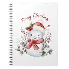 Caderno Espiral Cute Snowman Christmas Spiral Photo Notebook