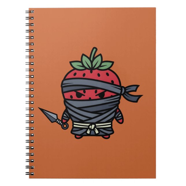 Caderno Espiral Cute Strawberry Ninja Assassin Japanese Pop Art (Frente)