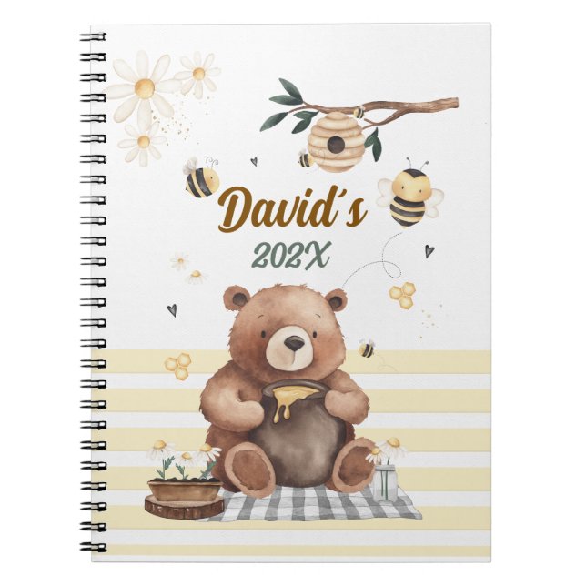 Caderno Espiral  Cute teddy bear school notebook with jar of honey (Frente)