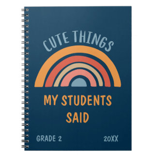 Caderno Espiral Cute Things My Students Said Boho Rainbow Teacher
