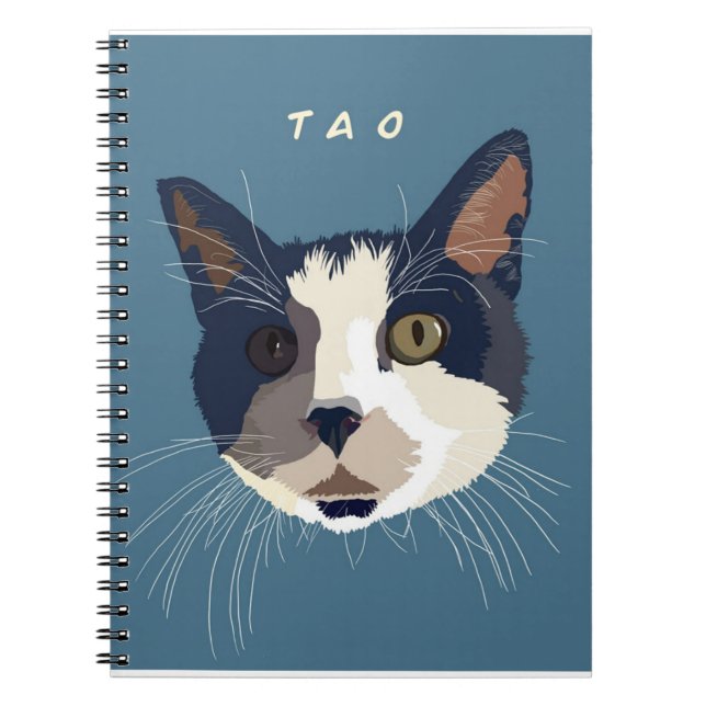Caderno Espiral Cute Tuxedo cat art face (Frente)