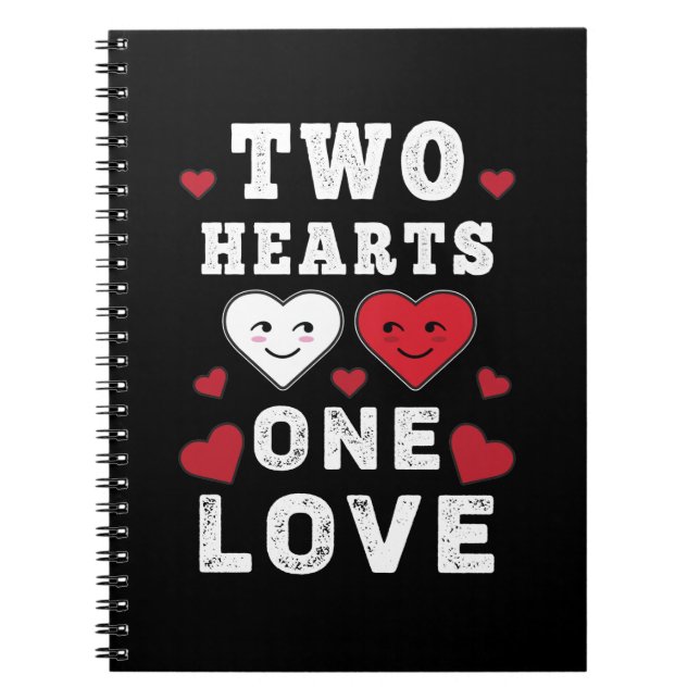 Caderno Espiral Cute Two Hearts One Love Birthday Valentine's Day (Frente)