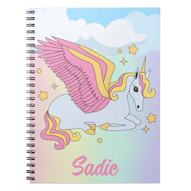 Caderno Espiral Cute Unicorn Personalizado Para Crianças   (Frente)