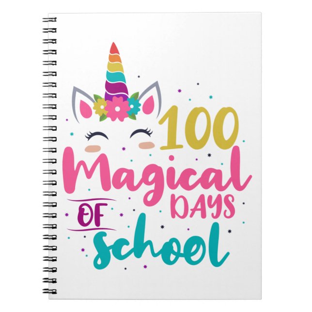 Caderno Espiral Cute Unicórnio 100 Dias Mágicos De Escola (Frente)