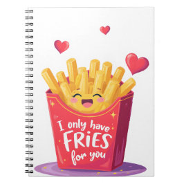Caderno Espiral Cute Valentine French Fries Pun