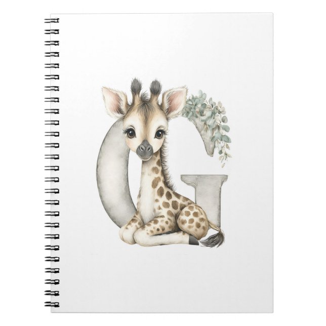 Caderno Espiral Cute watercolour baby animal alphabet Giraffe (Frente)