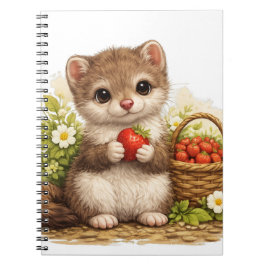 Caderno Espiral Cute Weasel Strawberry Kawaii Notebook