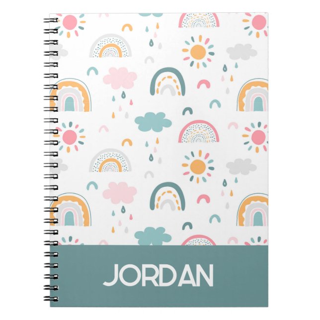 Caderno Espiral Cute Weather Pattern (Frente)