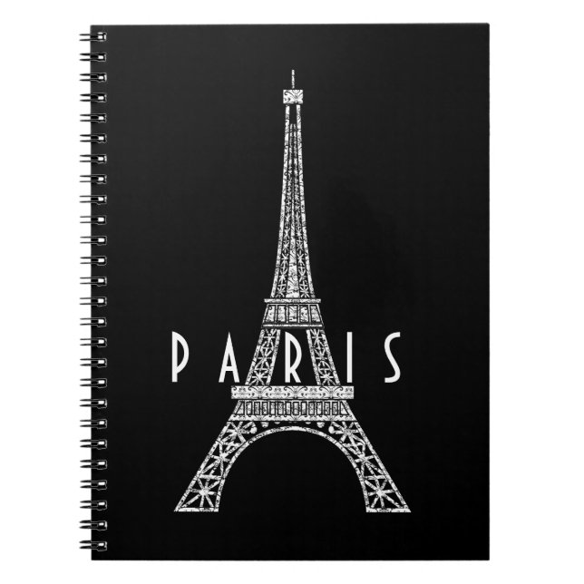 Caderno Espiral Cute white France Paris Eiffel tower (Frente)
