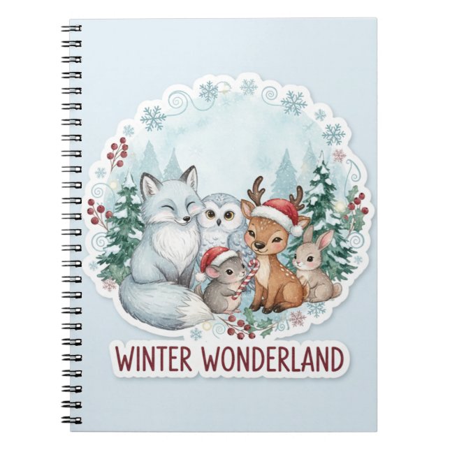 Caderno Espiral Cute Winter Woodland Animals Journal (Frente)