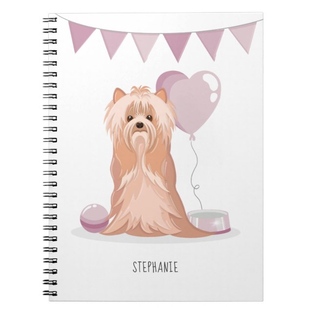 Caderno Espiral Cute Yorkshire Terrier Birthday (Frente)