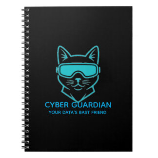 Caderno Espiral Cyber Guardian Neon Cat - Professional Tech & Codi