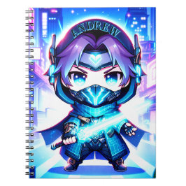 Caderno Espiral Cyber Ninja Chronicles - Notebook anime futurístic