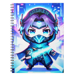 Caderno Espiral Cyber Ninja Chronicles - Notebook anime futurístic