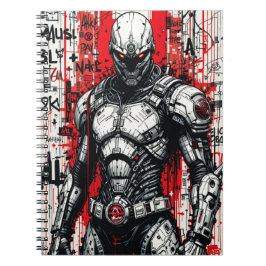 Caderno Espiral Cyberpunk Warrior Grafite - Notebook espiral