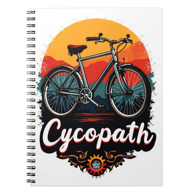 Caderno Espiral Cycopath: Bike Energetica e Gráfico do pôr do sol (Frente)