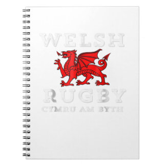 Caderno Espiral Cymru Am Byrth Welsh Rugby Wales Forever Dragon Te