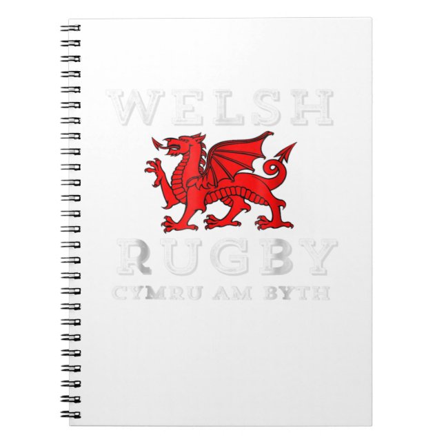 Caderno Espiral Cymru Am Byrth Welsh Rugby Wales Forever Dragon Te (Frente)
