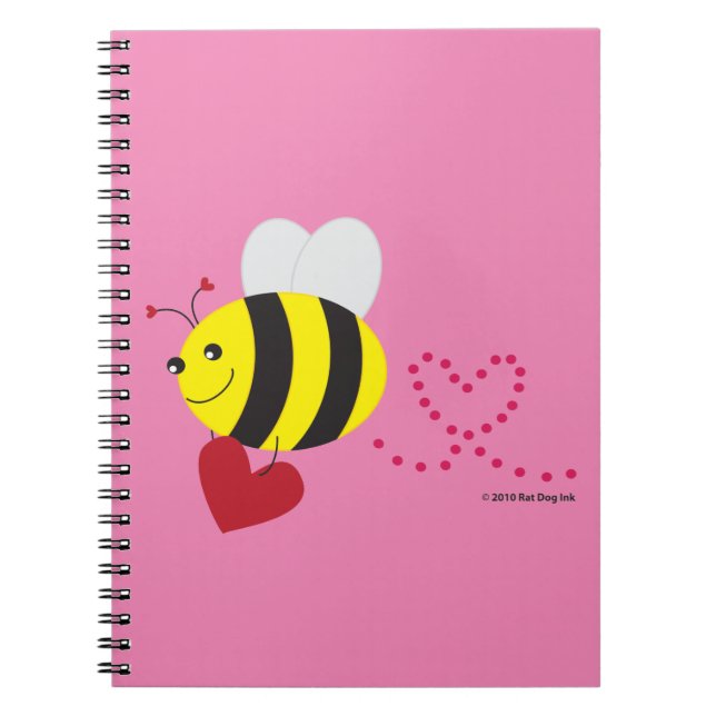 Caderno espiral da abelha do amor (Frente)