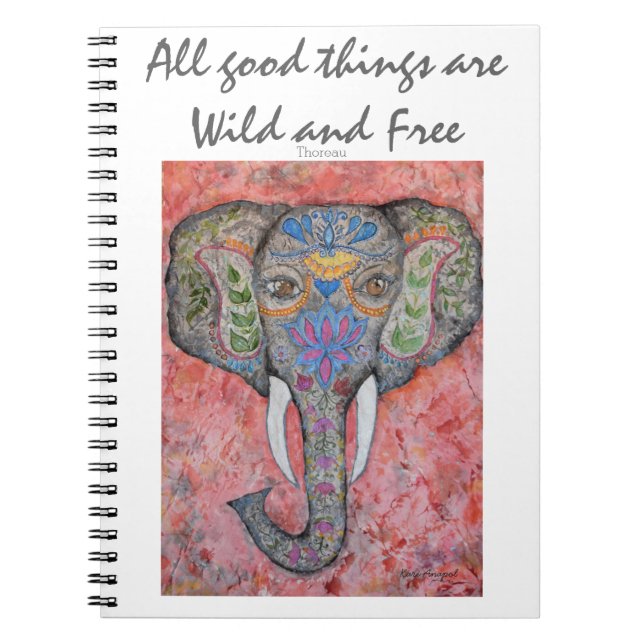 Caderno espiral da arte do elefante da inspiração (Frente)