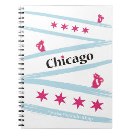 Caderno espiral da bandeira de Chicago com os