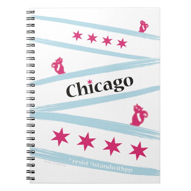 Caderno espiral da bandeira de Chicago com os (Frente)
