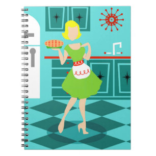 Caderno espiral da cozinha retro