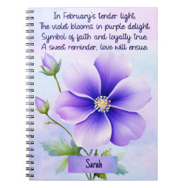 Caderno Espiral da Flor de Nascimento de Fevereiro