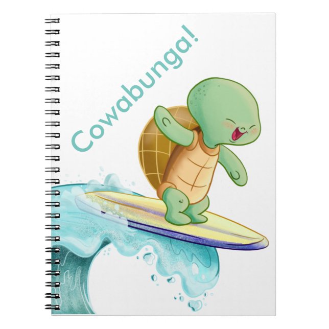 Caderno espiral da foto de Kawaii da tartaruga (Frente)