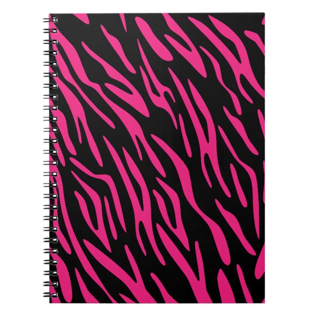 Caderno espiral da listra preta e cor-de-rosa da (Frente)