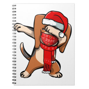 Caderno Espiral Dabbing Beagle Veste Face Mask Dab Dance Cute Chri