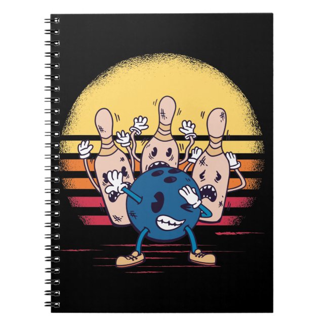 Caderno Espiral Dabbing Bola de boliche Funny Boliche Pinos (Frente)