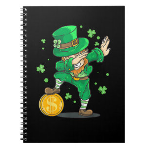 Caderno Espiral Dabbing Leprechaun Funny Dia de São Patrício T-Shi