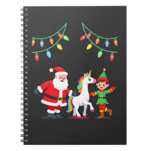 Caderno Espiral Dabbing Papai Noel Elfo Unicórnio Natal Crianças M
