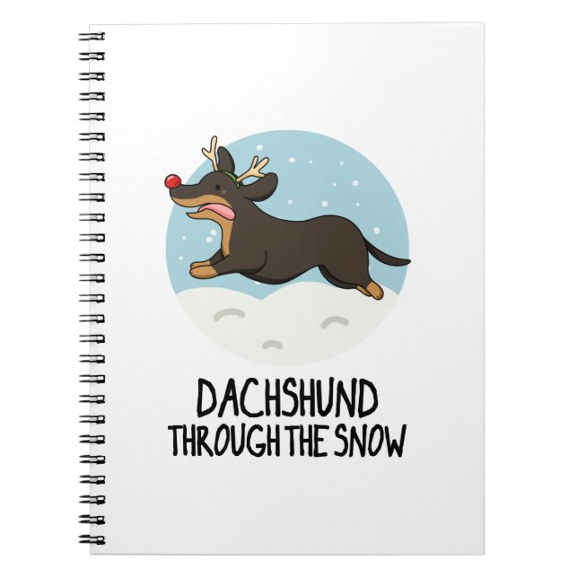 Caderno Espiral Dachshund Através Da Arma De Natal Engraçado Da Ne (Frente)