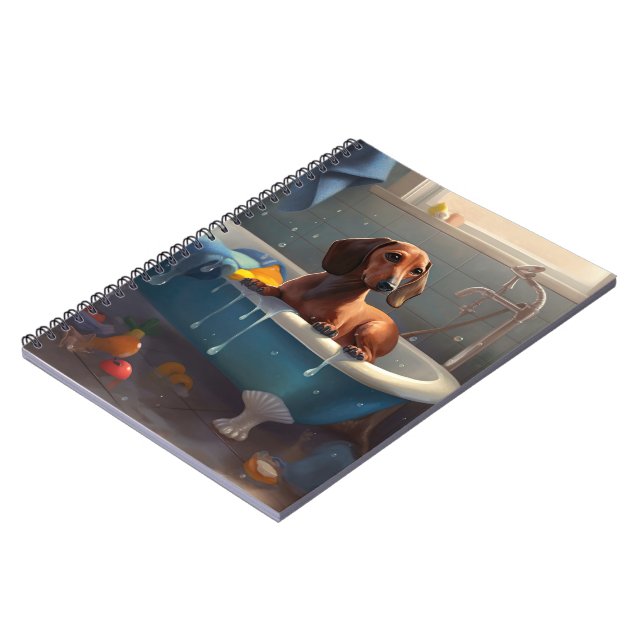 Caderno Espiral Dachshund Bathtime (Left Side)