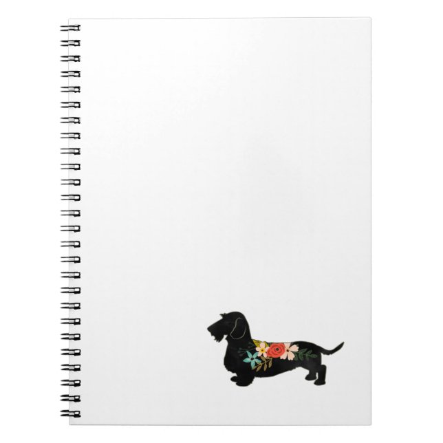 Caderno Espiral Dachshund Bohemian Floral Silhouette (Frente)