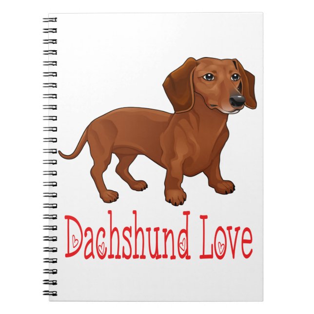 Caderno Espiral Dachshund Cartoon Puppy Dog Amor (Frente)