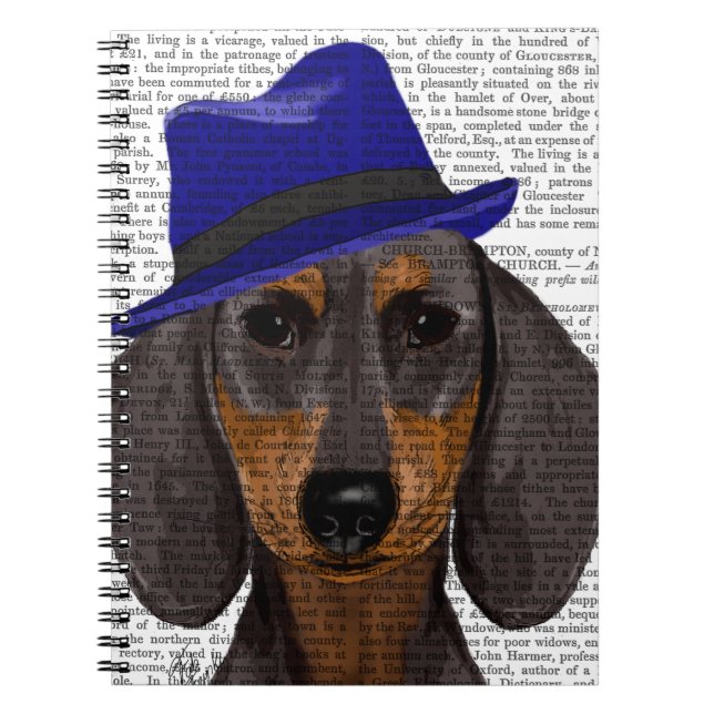 Caderno Espiral Dachshund com Blue Trilby (Frente)