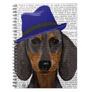 Caderno Espiral Dachshund Com Trilho Azul