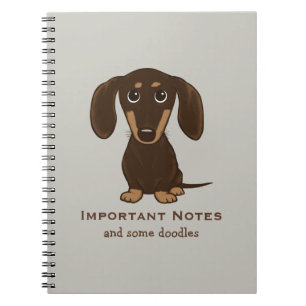 Caderno Espiral Dachshund de Chocolate Cortado com Texto Personali